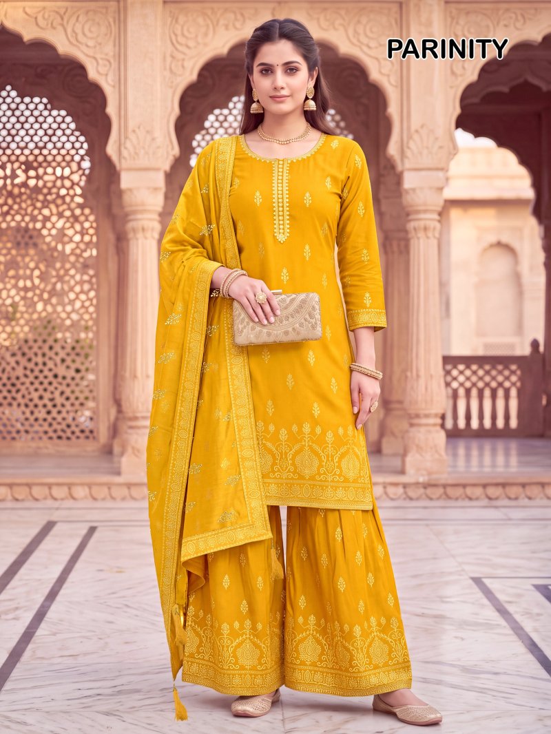Parinity By Banwery Rayon Foil Printed Kurti With Bottom Dupatta